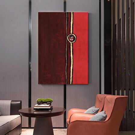 TABLOLIFE Kırmızı Boncuk - Yağlı Boya Dokulu Tablo 60X90,Çerçeve;Gold