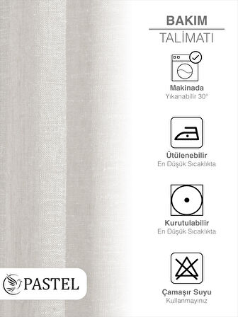 Pastel Ekru Rengi Keten Görünümlü Ekstraforlu Tül Perde Ütü Istemez