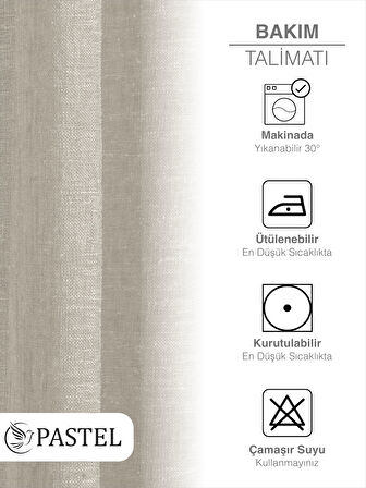 Pastel Bej Renk Keten Görünümlü Ekstraforlu Tül Perde Ütü Istemez