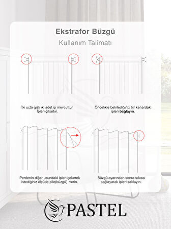 Pastel Ekru Rengi Keten Görünümlü Ekstraforlu Tül Perde Ütü Istemez