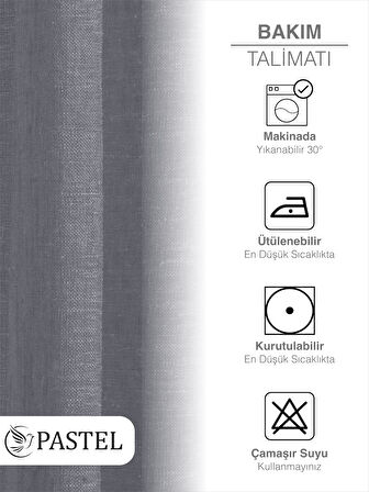 Pastel Gri Renk Keten Görünümlü Ekstraforlu Tül Perde Ütü Istemez