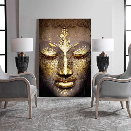 TABLOLIFE Buda - Yağlı Boya Dokulu Tablo 90X120,Çerçeve;Gümüş