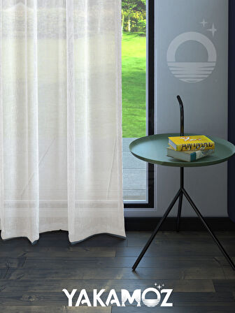 Yakamoz Kirli Beyaz Keten Görünümlü Ekstraforlu Tül Perde Linen Touch Serisi