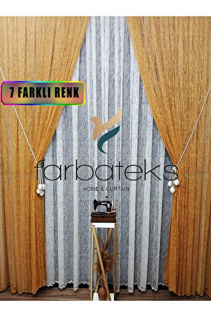 Hardal Sarı Camkırıgı Sağ/Sol İç Tül Takım Tül Fon Perde