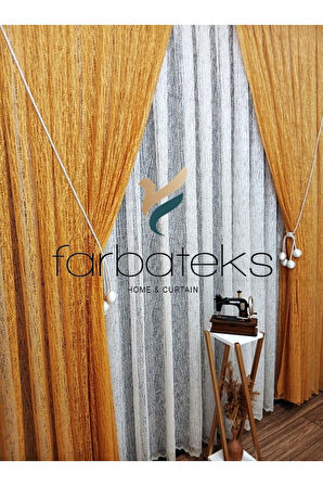 Hardal Sarı Camkırıgı Sağ/Sol İç Tül Takım Tül Fon Perde