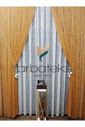 Hardal Sarı Camkırıgı Sağ/Sol İç Tül Takım Tül Fon Perde