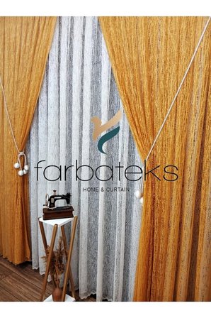 Hardal Sarı Camkırıgı Sağ/Sol İç Tül Takım Tül Fon Perde