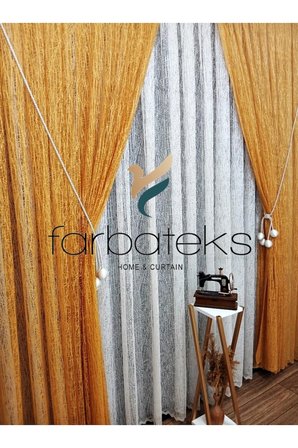 Hardal Sarı Camkırıgı Sağ/Sol İç Tül Takım Tül Fon Perde