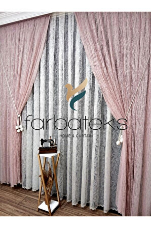 Pudra Camkırıgı Sağ/Sol İç Tül Takım Tül Fon Perde