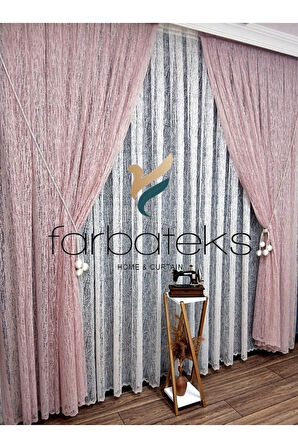 Pudra Camkırıgı Sağ/Sol İç Tül Takım Tül Fon Perde