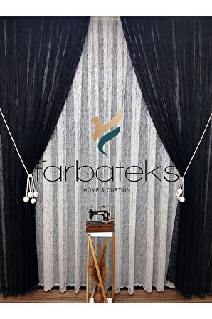 Siyah Camkırıgı Sağ/Sol İç Tül Takım Tül Fon Perde