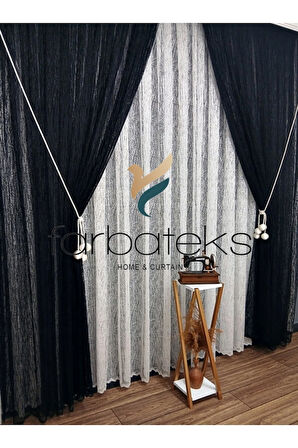 Siyah Camkırıgı Sağ/Sol İç Tül Takım Tül Fon Perde