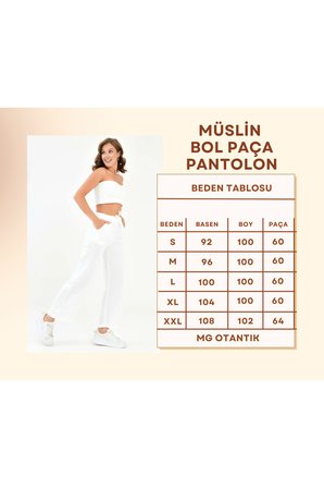 kadın %100 pamuk yazlık müslin salaş bol paça pantolon mg001
