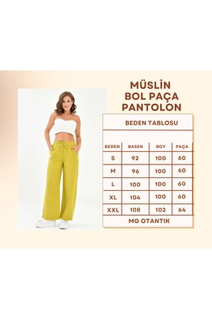 kadın %100 pamuk yazlık müslin salaş bol paça pantolon mg001