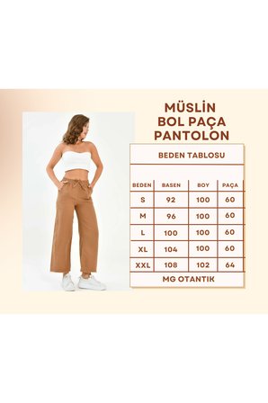 kadın %100 pamuk yazlık müslin salaş bol paça pantolon mg001