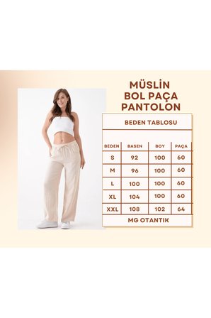 kadın %100 pamuk yazlık müslin salaş bol paça pantolon mg001