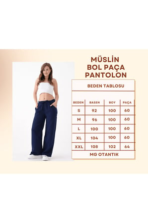 kadın %100 pamuk yazlık müslin salaş bol paça pantolon mg001