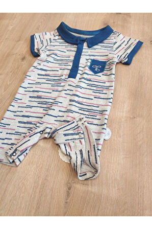 Yazlık Kısa Kollu Erkek Bebek Tulum %100 Pamuklu Alttan Çıtçıtlı Uyku Tulumu Hediyelik Bebek Giyim