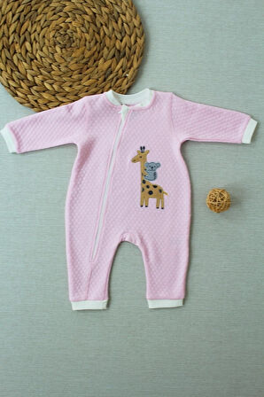 Bal Peteği Kız Bebek Tulumu Pembe