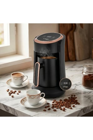 3 Adet Tek Hazneli Otomatik Türk Kahve Makinesi – 800W Hızlı Pişirme, 4 Fincan Kapasiteli, Dijital LED, Sesli Uyarı, 360° Kablosuz Taban, Turkish Coffee Maker
