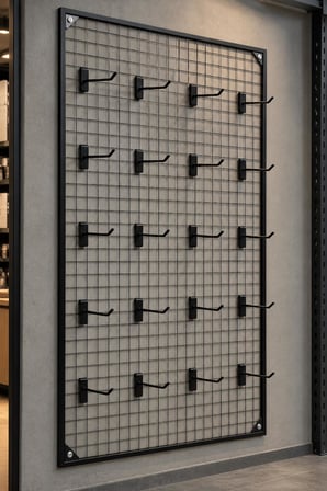 Sık Telli Tel Raf - Tel Pano Stand, Duvar Askılığı-20 Adet 20 cm Tel Pano Kanca Hediyeli 75x200 cm