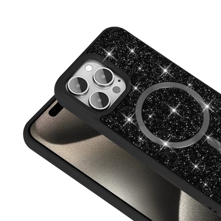 Teleplus iPhone 15 Pro Kılıf Glitter Mozaik Magsafeli Taşlı Pırlanta Kapak