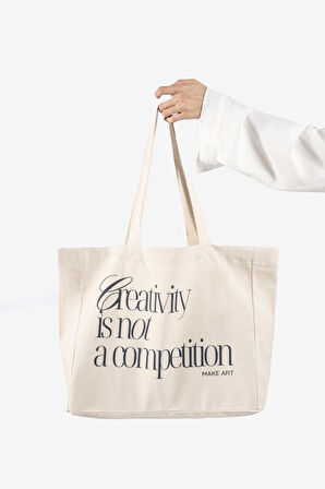 "Creativity" Canvas Tote Bag Omuz ve Plaj Çantası