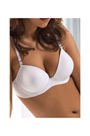 7080-b Destekli-balenli Micro Kaplı Silikonlu Sütyen Ekru 90