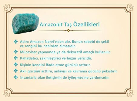 Kararmaz Metal Püsküllü Küre Kesim Turkuaz Amazonit Doğaltaş Tesbih