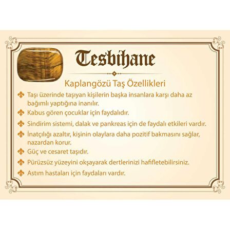 Kararmaz Metal Püsküllü Küre Kesim Karışık Renk Kaplangözü Doğaltaş Tesbih