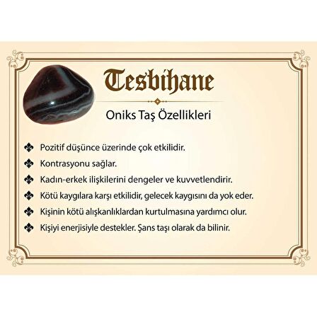 Kararmaz Metal Ayyıldız Püsküllü Arpa Kesim Oniks Doğaltaş Tesbih