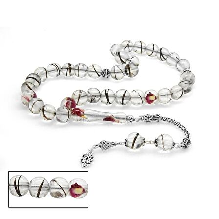 925 Ayar Gümüş Püsküllü Kişiye Özel Saç Teli İçerir Tesbih