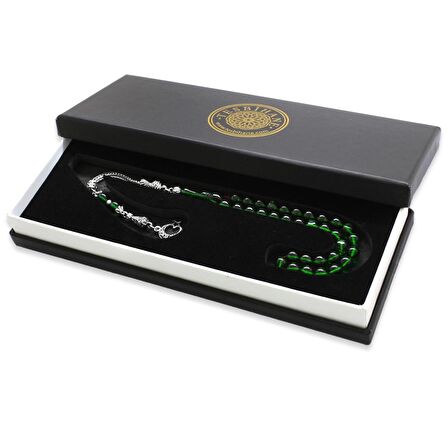 Kararmaz Metal Ayyıldız Püsküllü Küre Kesim Yeşil Ateş Kehribar Tesbih