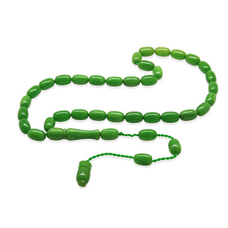 Sistemli Özel Kesim Zümrüt Yeşili Sıkma Kehribar Tesbih