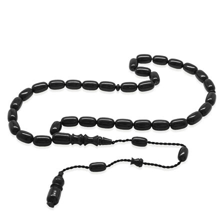 Sistemli Özel Kesim Siyah Ateş Kehribar Tesbih