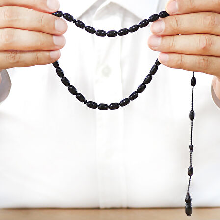 Sistemli Özel Kesim Siyah Ateş Kehribar Tesbih