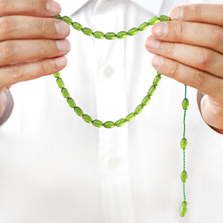 Sistemli Özel Kesim Sedefli Yeşil Ateş Kehribar Tesbih