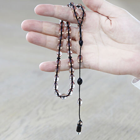 Sistemli Arpa Kesim Şeffaf Ateş Kehribar Tesbih