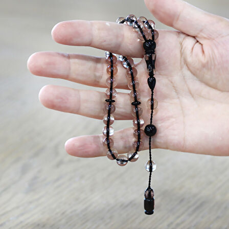 Sistemli Küre Kesim Sürmeli İmame Kombinli Şeffaf Ateş Kehribar Tesbih