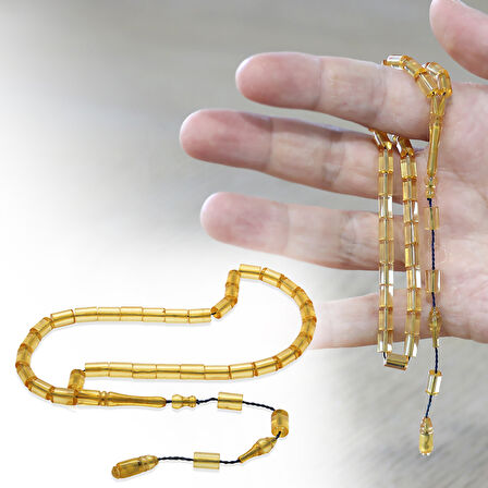 Sistemli Kesme Kesim Şeffaf Beyaz Mini Boy Ateş Kehribar Tesbih