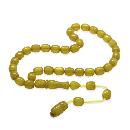 Sistemli Küp Kesim Bilek Boy Sedefli Sarı Ateş Kehribar Tesbih