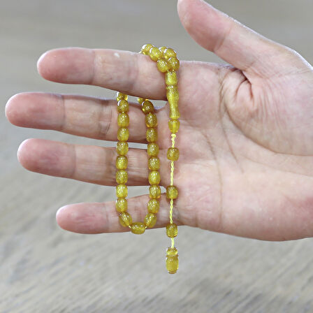 Sistemli Küp Kesim Bilek Boy Sedefli Sarı Ateş Kehribar Tesbih