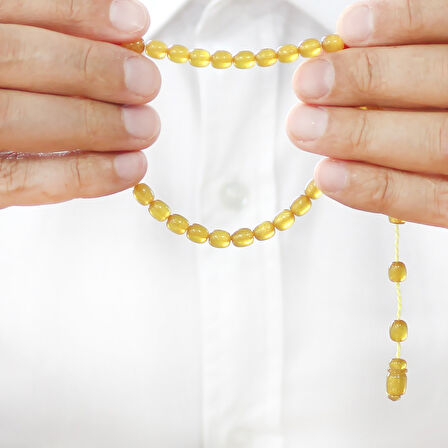 Sistemli Küp Kesim Bilek Boy Sedefli Sarı Ateş Kehribar Tesbih