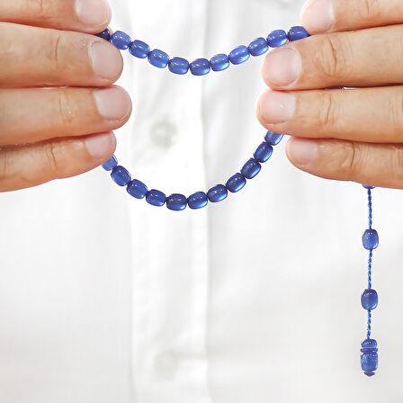 Sistemli Küp Kesim Bilek Boy Sedefli Mavi Ateş Kehribar Tesbih