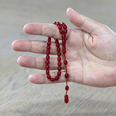 Sistemli Küp Kesim Bilek Boy Sedefli Kırmızı Ateş Kehribar Tesbih