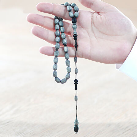 Sistemli Her Bir Tanesi ve İmamesi Usta işçilikli Kapsül Kesim Sedefli Gri Lacivert Katalin Tesbih