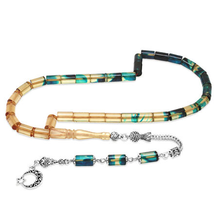 Kararmaz Metal Püsküllü Kesme Kesim Süzme Mavi Beyaz Ateş Kehribar Tesbih