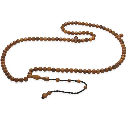 Sistemli Küre Kesim Kum Saati Tasarım İmameli Kahverengi 99 Taneli Kuka Namaz Tesbihi