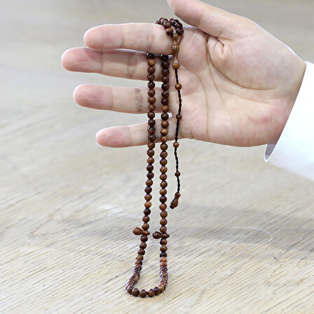 Sistemli Küre Kesim Kum Saati Tasarım İmameli Kahverengi 99 Taneli Kuka Namaz Tesbihi