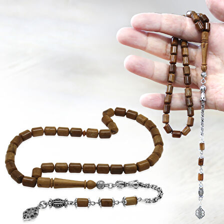 Kararmaz Metal Arnavut Zincir Püsküllü Uçlu Kapsül Kesim Kahverengi Kuka Tesbih